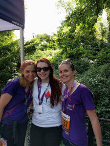 Ginger, Samantha, and Kerry at the Achilles Walk. What started as an internet friendship became a situation of two new friend(s)