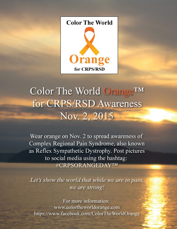 Join us to Color The World Orange™ for CRPS/RSD Awareness on Nov. 2